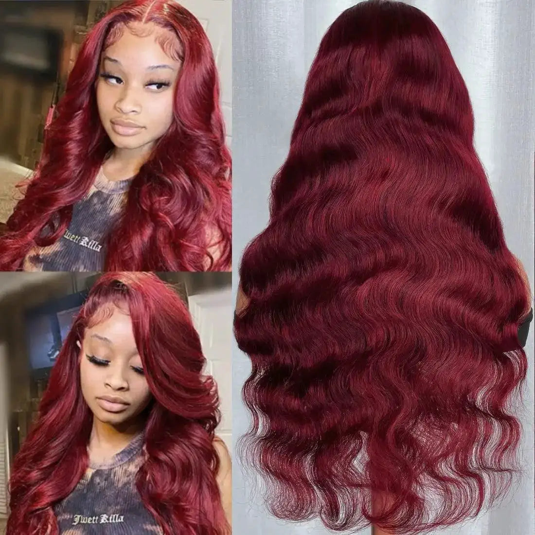 Burgundy 99J Body Wave Lace Front Wig For Elegant Style