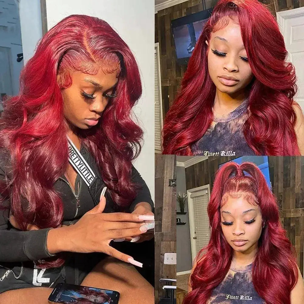 Burgundy 99J Body Wave Lace Front Wig For Elegant Style