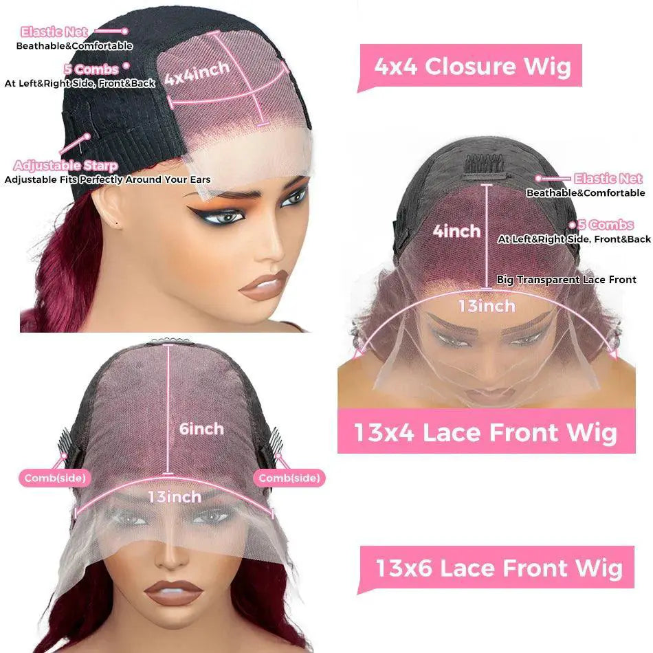 Burgundy 99J Body Wave Lace Front Wig For Elegant Style