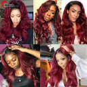 Burgundy Body Wave Lace Front Human Hair Wig for Women