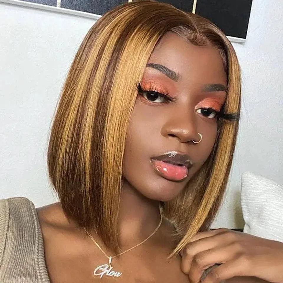 Burgundy Lace Front Peruvian Remy Bob Wig Short Style Women