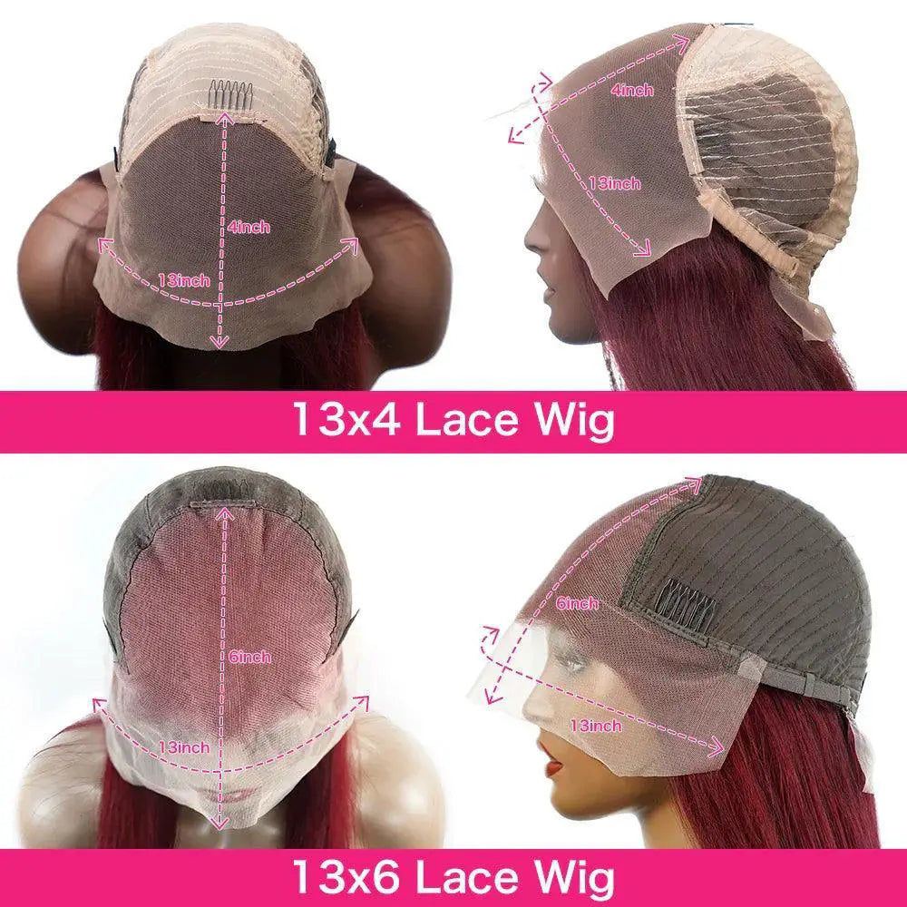 Burgundy Loose Body Wave Lace Front Wig 30 - 34 Inch 99J