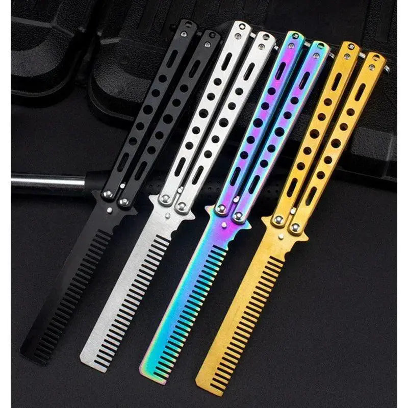 Butterfly Knife Comb Stainless Steel Hair Styling Tool