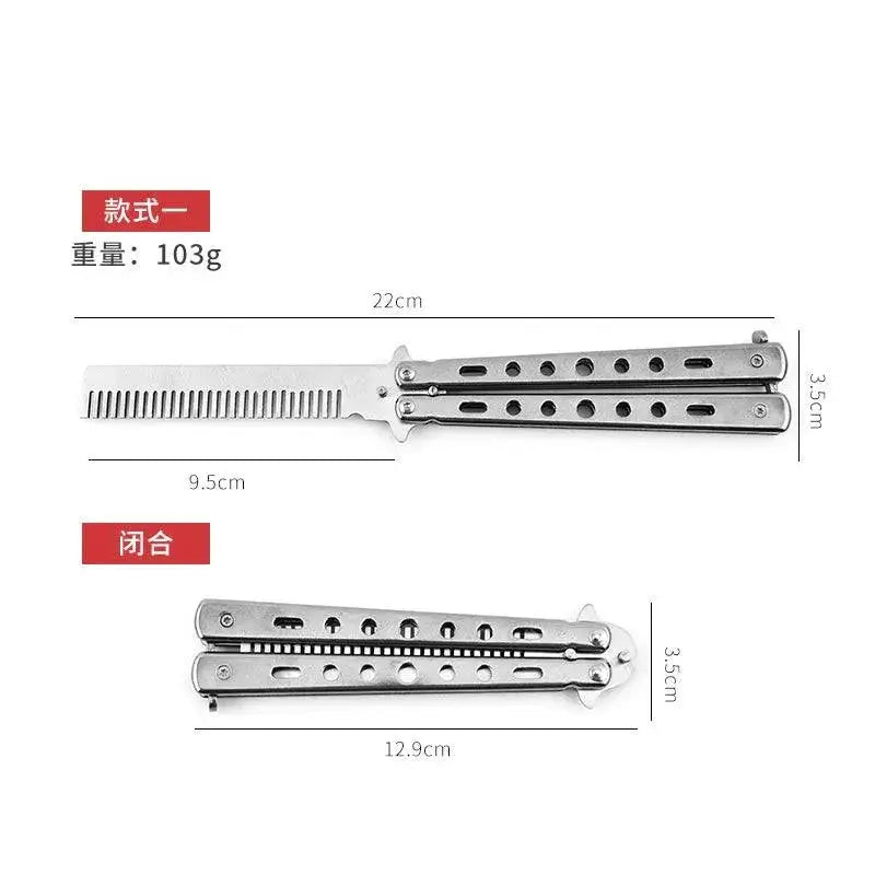 Butterfly Knife Comb Stainless Steel Hair Styling Tool