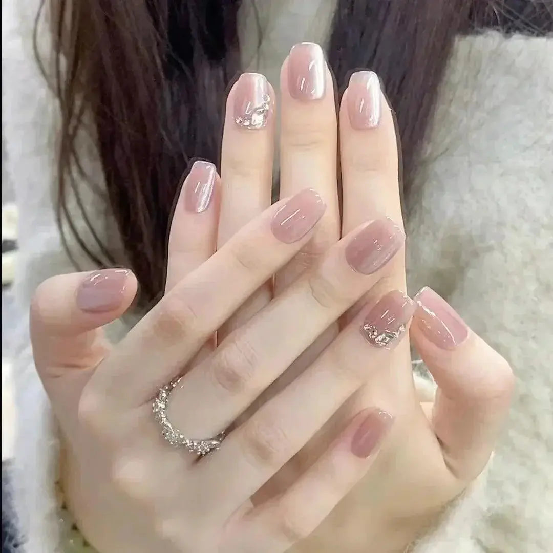 Butterfly Pink Press On Nails Set With Beauty Tools Included