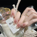 Butterfly Pink Press-On Nails Set: Charming Beauty Tools Included