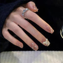 Butterfly Pink Press-On Nails Set: Charming Beauty Tools Included