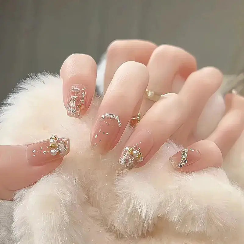 Butterfly Pink Press On Nails Set With Beauty Tools Included