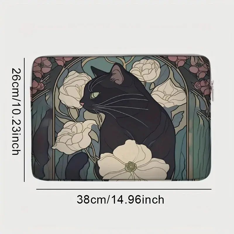 Camellia Black Cat Pattern Laptop Bag For 14 Inch Laptops Must Have Two Styles