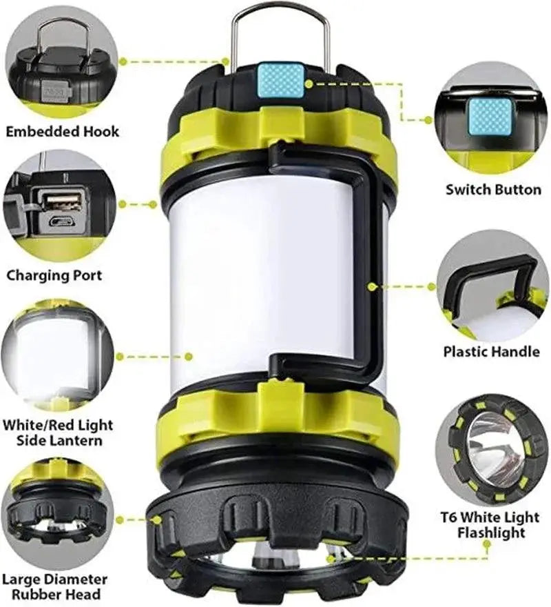 Camping Lantern Rechargeable 3000mAh Power Bank Flashlight