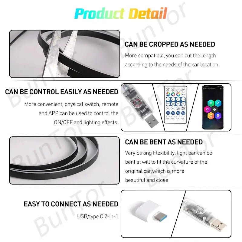 Car Ambient Light Strip for Mood Music