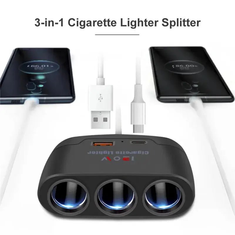 Car Charger 3-In-1 for Dashcam Power