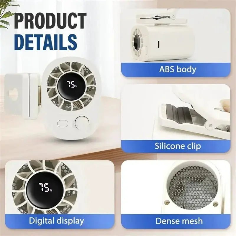 Car Clip On Fan 360 Degree Rotatable USB Rechargeable Portable Cooling On The Go