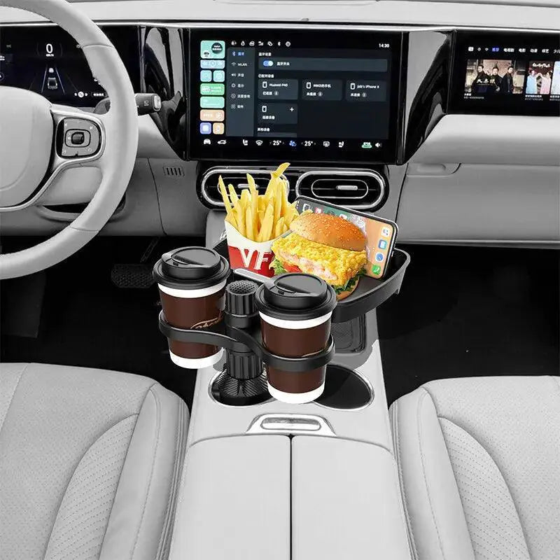 Car Cup Holder Tray Versatile Rotating Drink Snack Organizer
