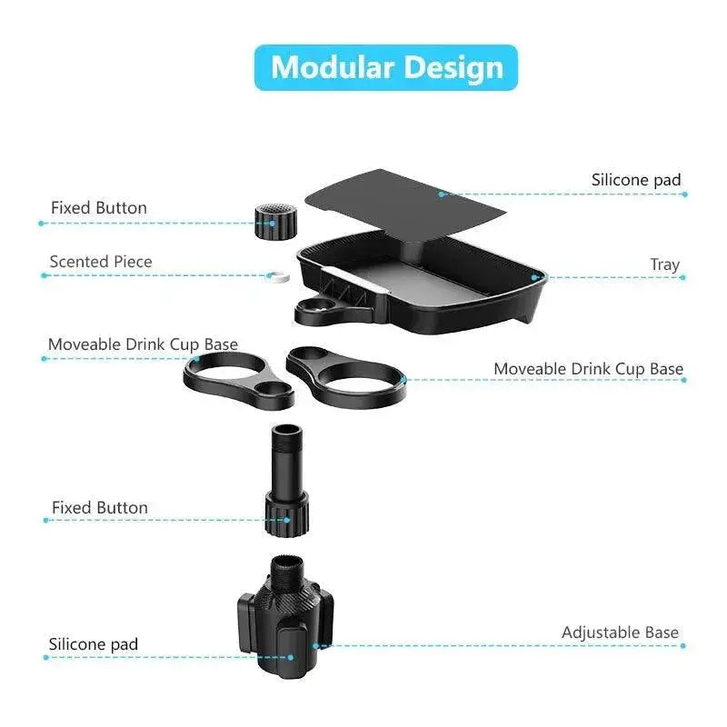 Car Cup Holder Tray Versatile Rotating Drink Snack Organizer