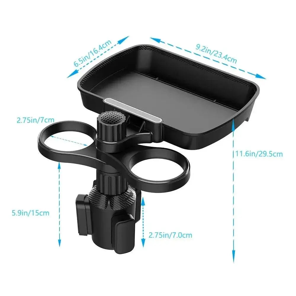 Car Cup Holder Tray Versatile Rotating Drink Snack Organizer