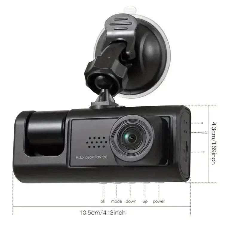 Car Dash Cam With Three Lens Night Vision Recorder HD