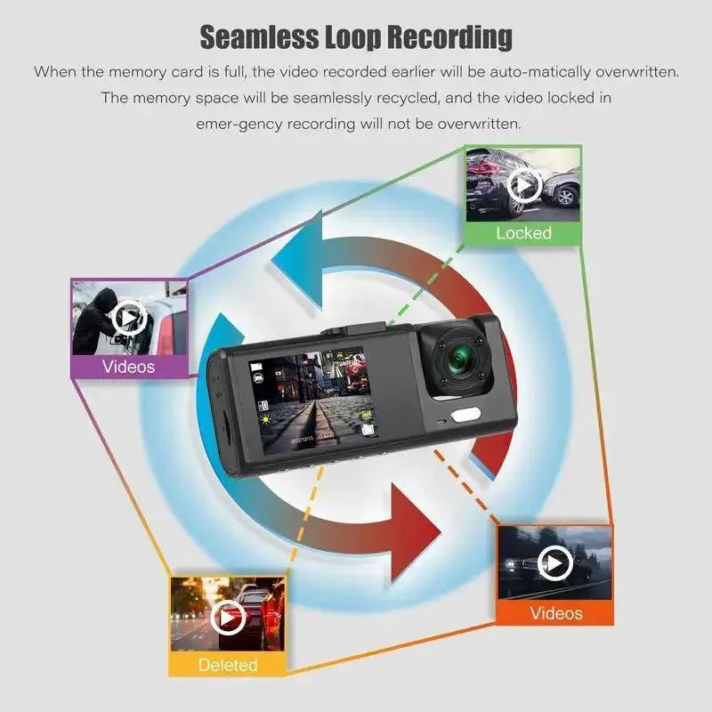 Car Dash Cam With Three Lens Night Vision Recorder HD