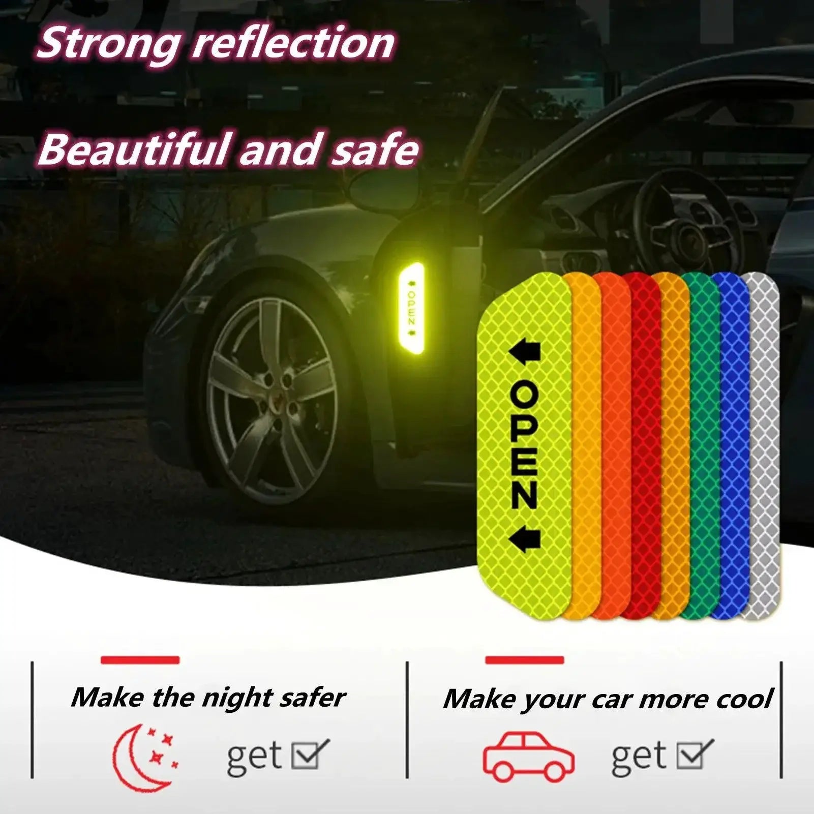 Car Door Reflective Safety Tape Decal For Nighttime Driving