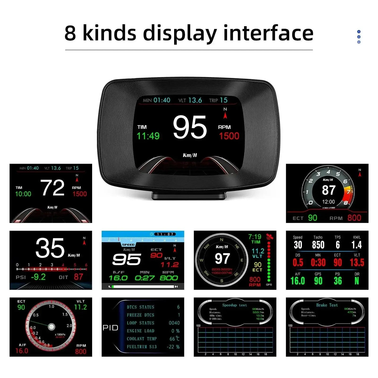 Car Head Up Display OBD2 GPS For Driving Data And Alarms