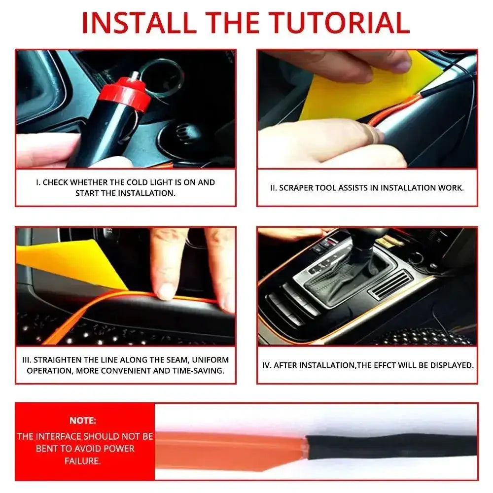 Car Interior LED Neon Light Strip Flexible USB Powered