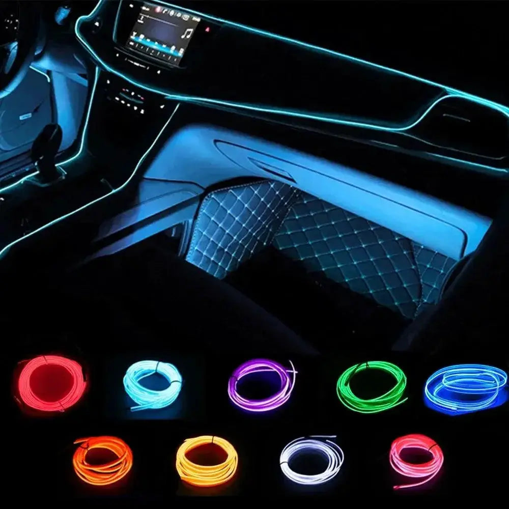 Car Interior LED Neon Light Strip Flexible USB Powered