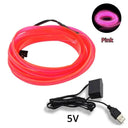Car Interior LED Neon Light Strip Flexible USB Powered