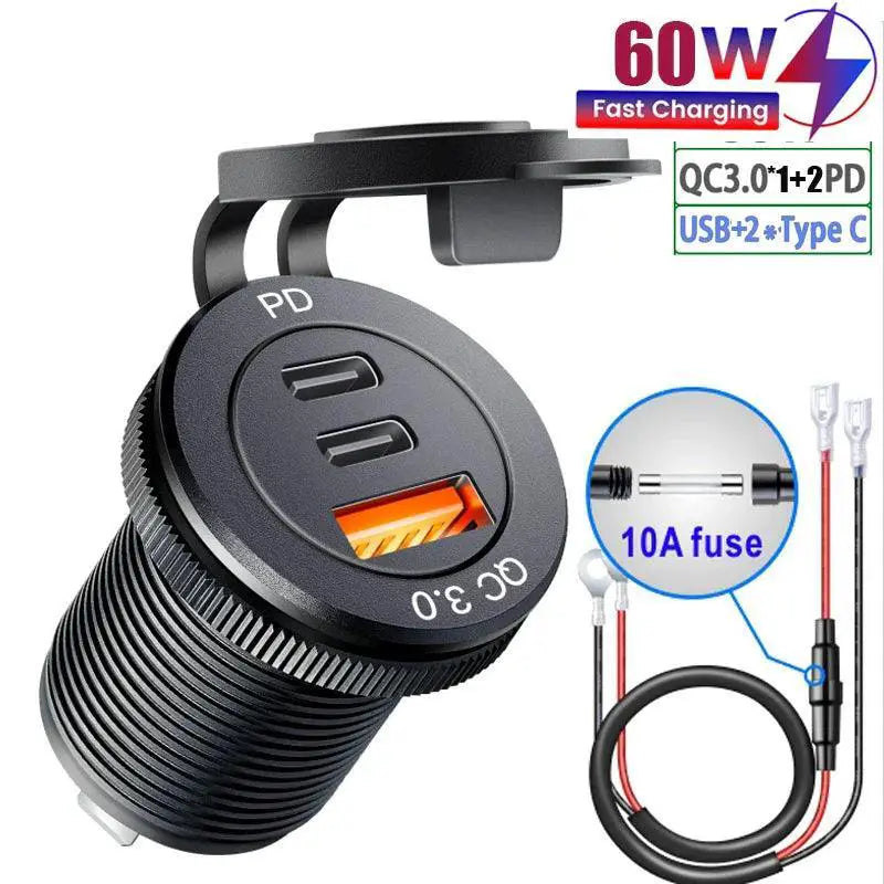 Car USB PD Fast Charge Charger With Multiple Ports