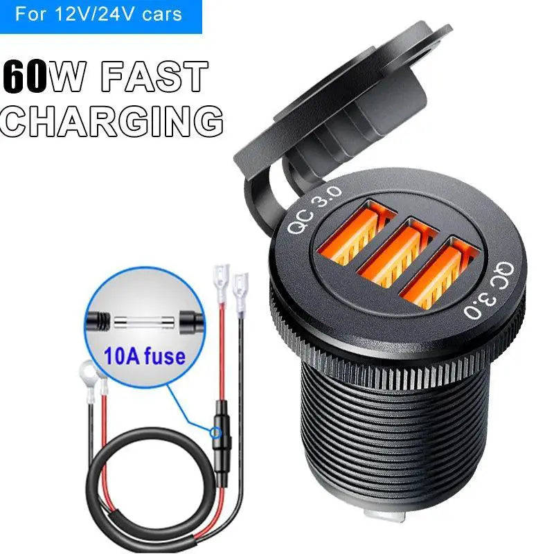 Car USB PD Fast Charge Charger With Multiple Ports