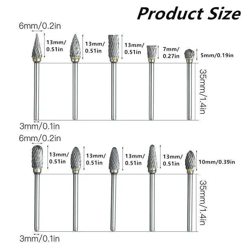 Carbide Burr Set Tungsten Steel Rotary File For Woodworking