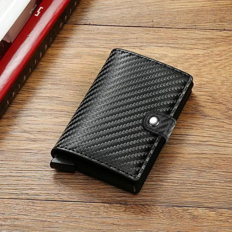 Carbon Fiber RFID Credit Card Holder Sleek Metal Wallet