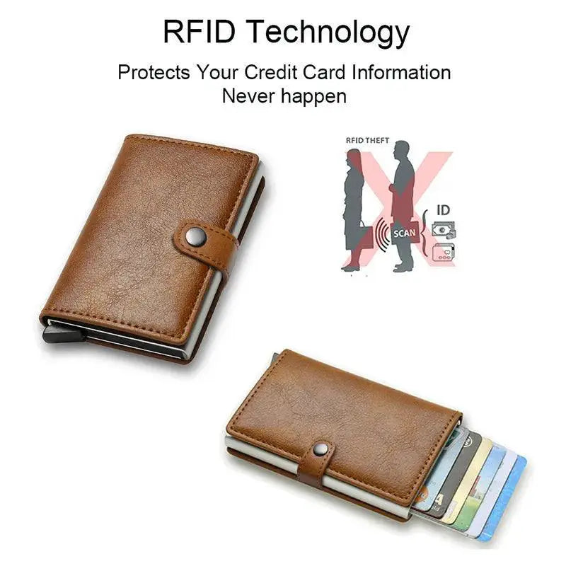 Carbon Fiber RFID Credit Card Holder Sleek Metal Wallet