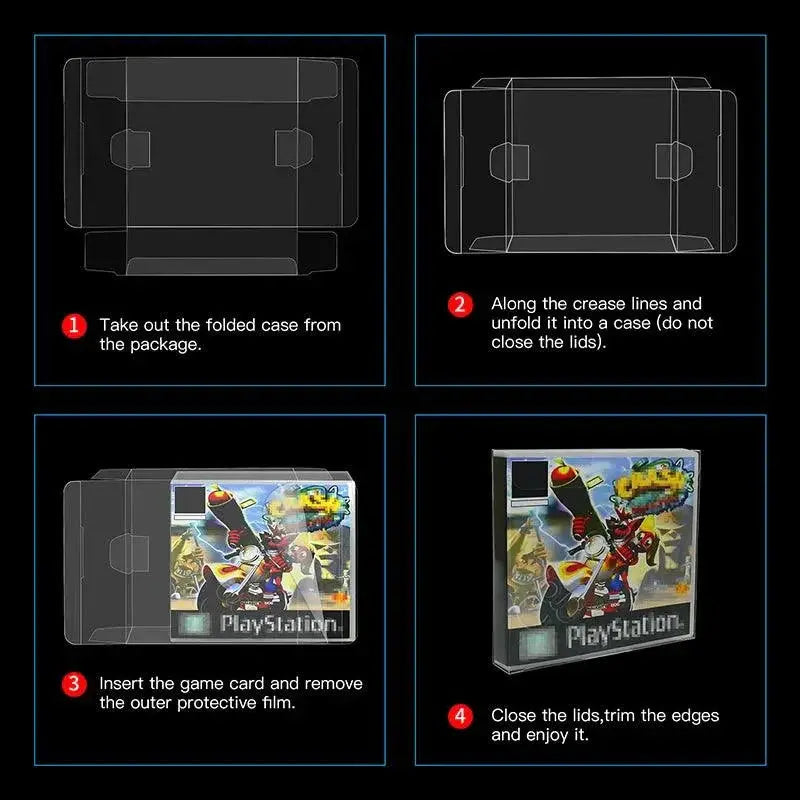 PS1 Card Cartridge Clear Display Storage Box Protectors