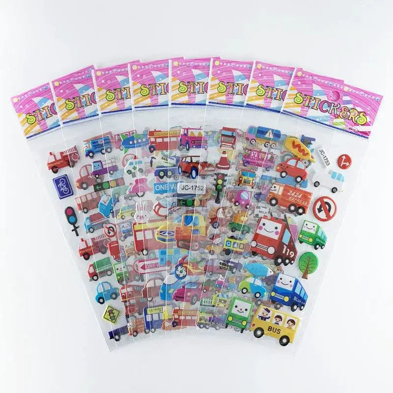 Cartoon Zoo Animals 3D Stickers Vibrant Waterproof Decor