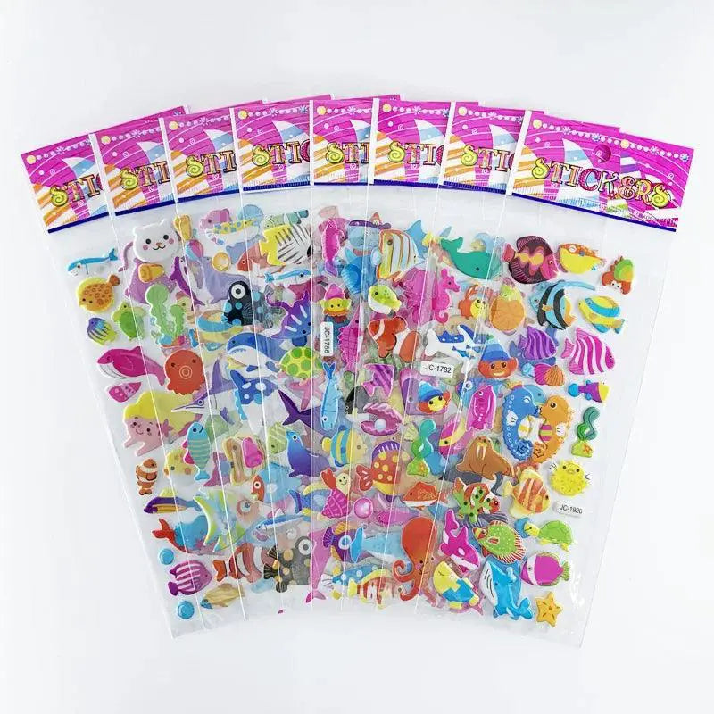 Cartoon Zoo Animals 3D Stickers Vibrant Waterproof Decor