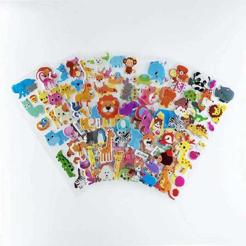 Cartoon Zoo Animals 3D Stickers Vibrant Waterproof Decor