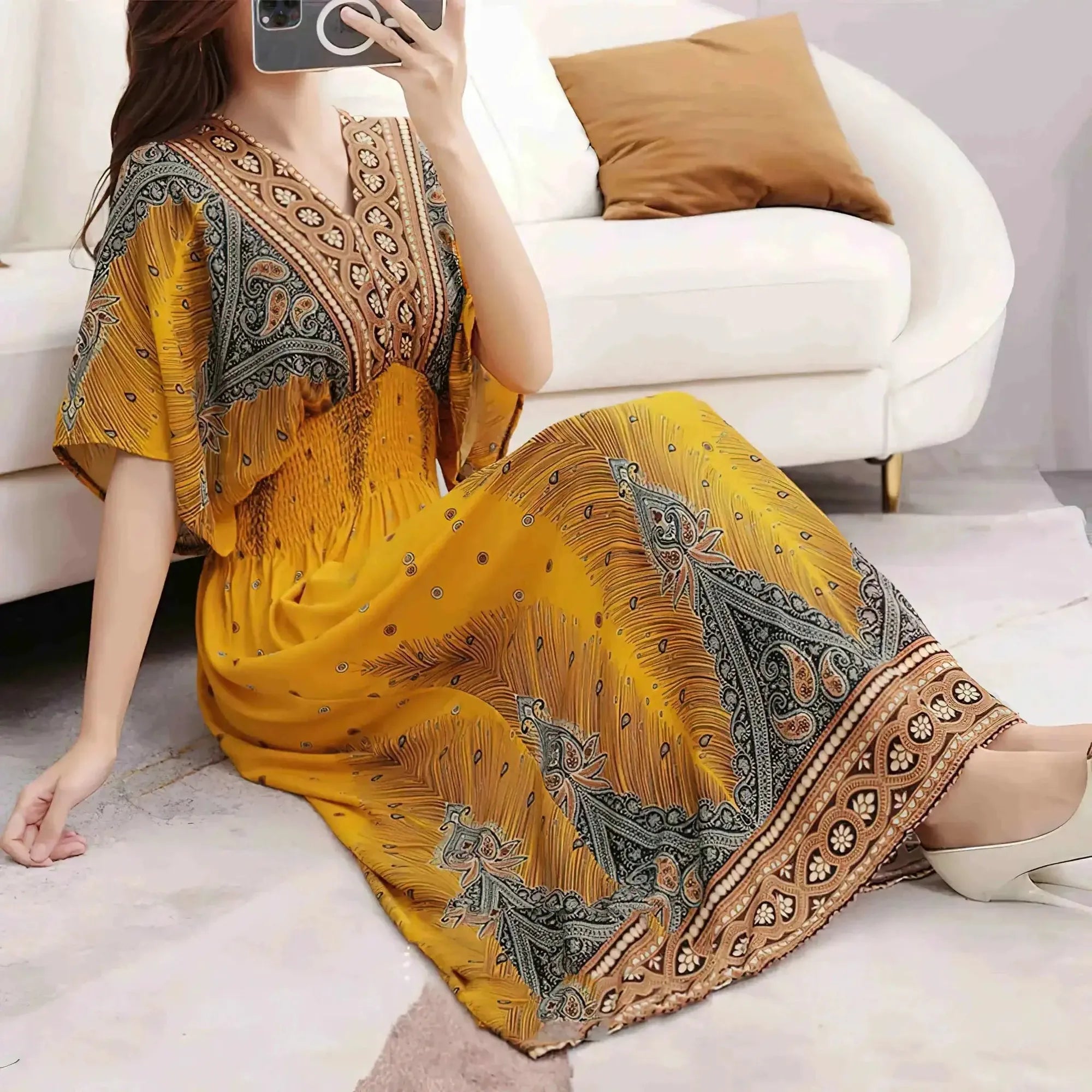 Casual Vintage Printed Dress Retro Style and Comfort
