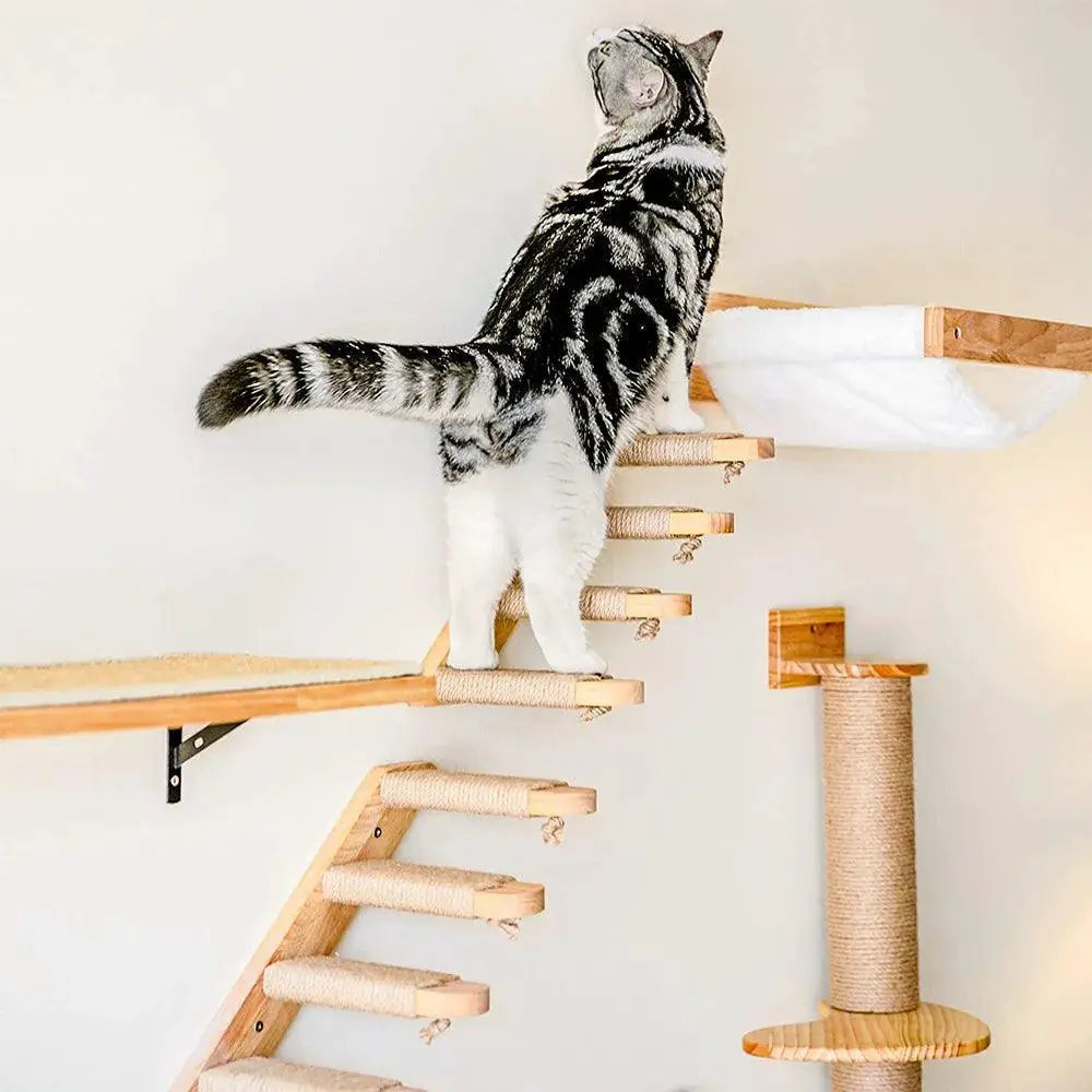 Cat Climbing Wall Mounted Step Stairway With Scratching Post
