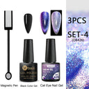 Cat Eye Magnetic Gel Nail Polish Set Mesmerizing Sky Jade Sparkle