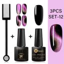 Cat Eye Magnetic Gel Nail Polish Set Mesmerizing Sky Jade Sparkle