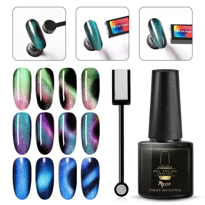 Cat Eye Magnetic Gel Nail Polish Set Mesmerizing Sky Jade
