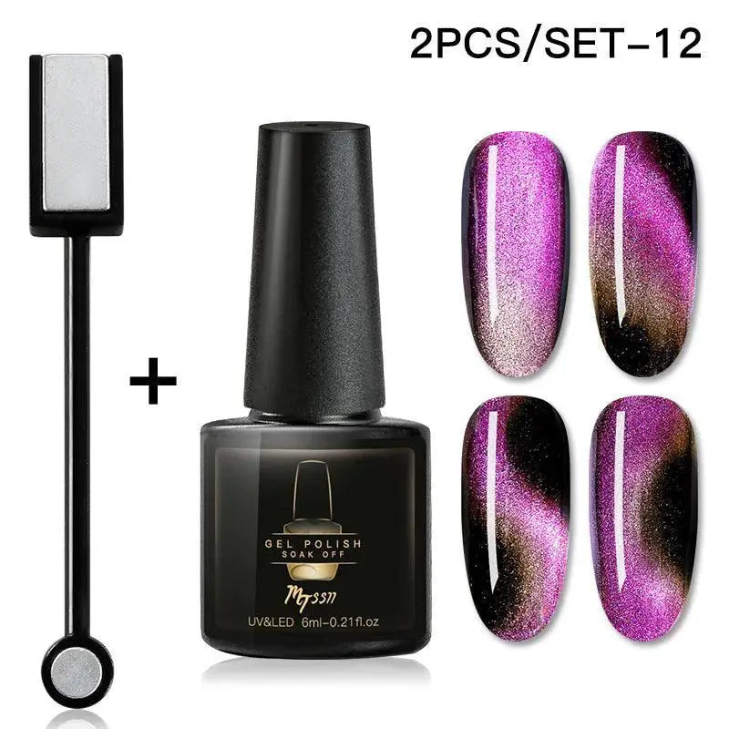 Cat Eye Gel Nail Set for Everyday Shine — HQ42584  Reflective