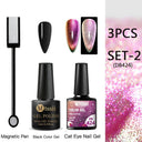 Cat Eye Magnetic Gel Nail Polish Set Mesmerizing Sky Jade Sparkle