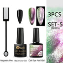 Cat Eye Magnetic Gel Nail Polish Set Mesmerizing Sky Jade Sparkle