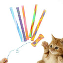 Cat Feather Wand Teaser Toy Colorful Bell Mouse Cage Supplies