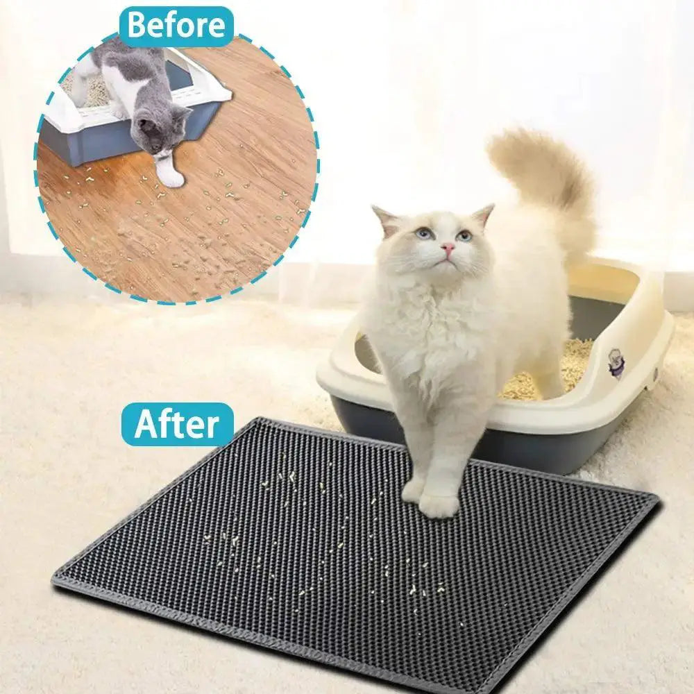 Waterproof Cat Litter Mat With Double Layer Foldable Pads