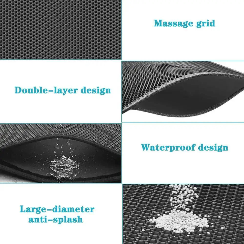 Waterproof Cat Litter Mat With Double Layer Foldable Pads