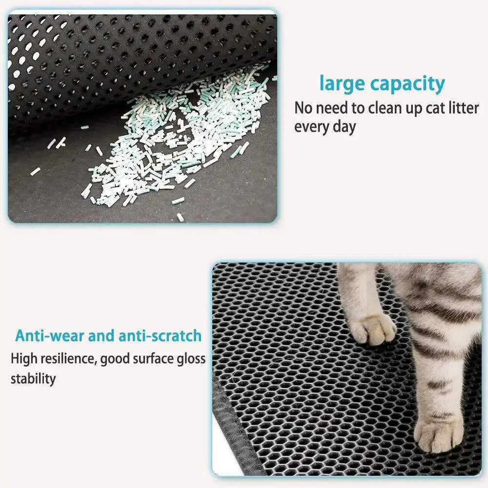 Waterproof Cat Litter Mat With Double Layer Foldable Pads
