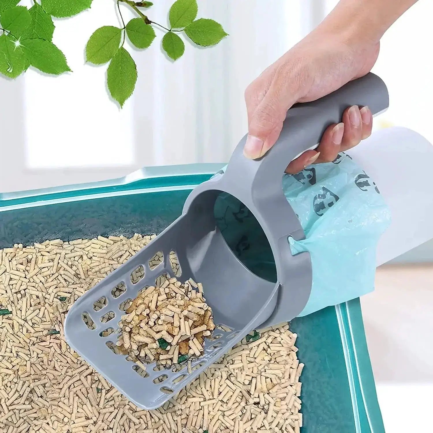 Cat Litter Scoop With Refill Bag Easy Self Cleaning Tool