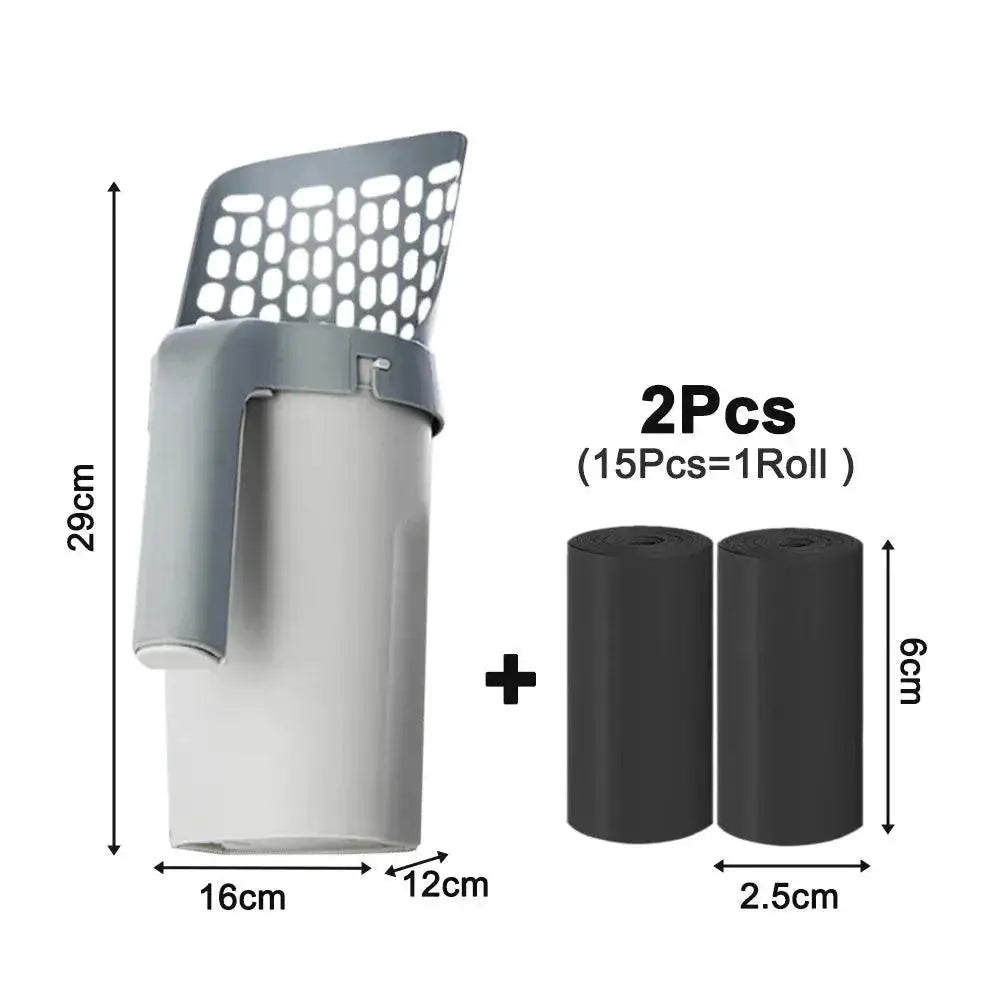 Cat Litter Scoop With Refill Bag Easy Self Cleaning Tool